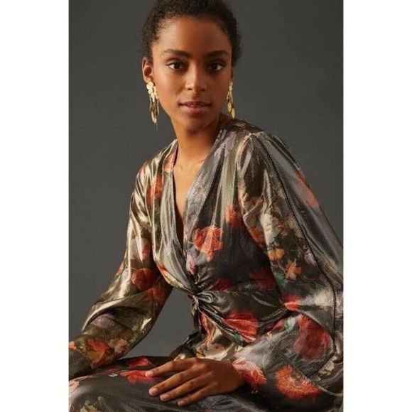 New Anthropologie Caballero Deep V-Neck Maxi Dress size S - Picture 2 of 15